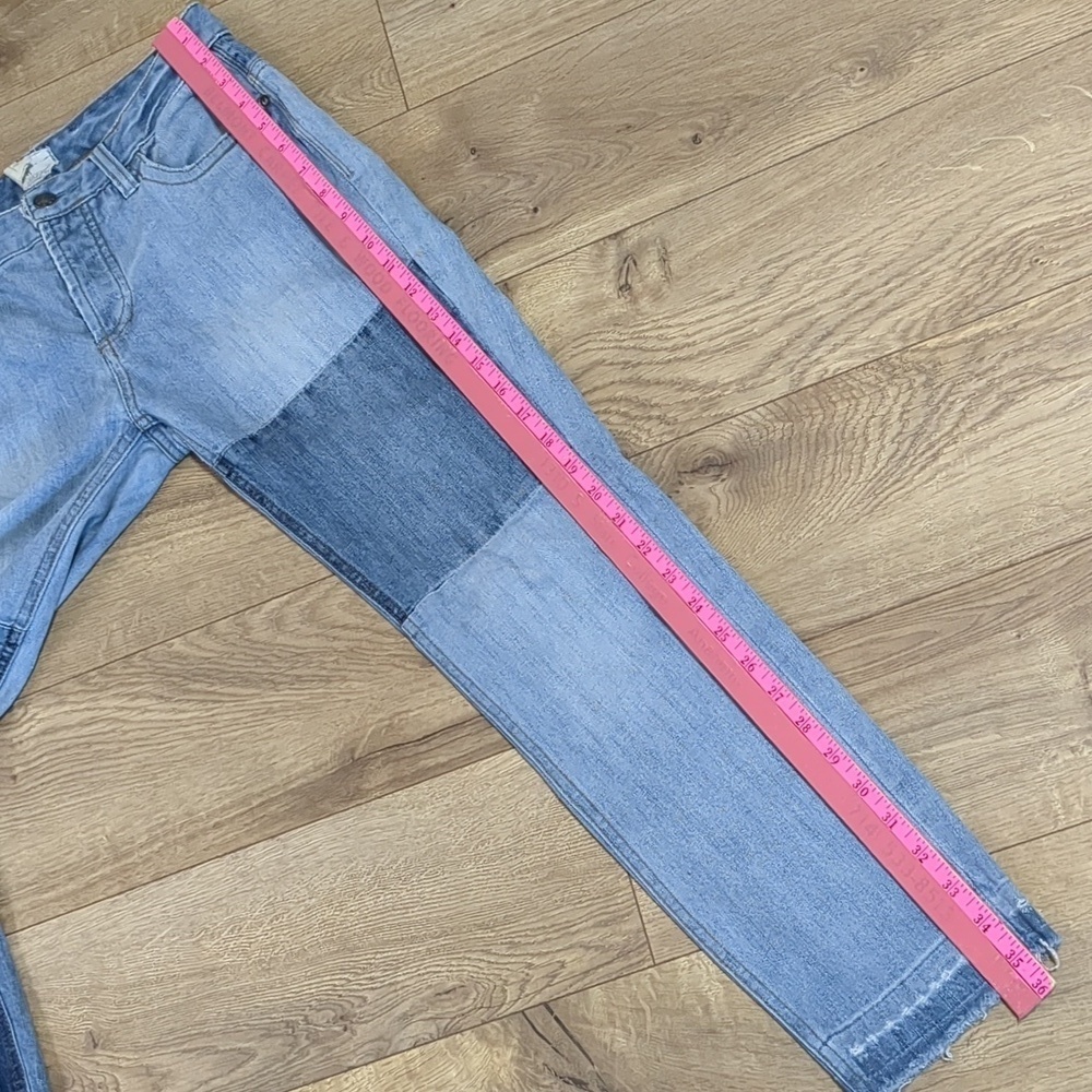 FREE PEOPLE Jax Patchwork Raw Hem 4-Button Fly Skinny Jeans Size 28 - Picture 8 of 9